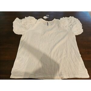 ODDY Plus Size 3XL White Top Blouse Puff Sleeve RN 139851 NWT